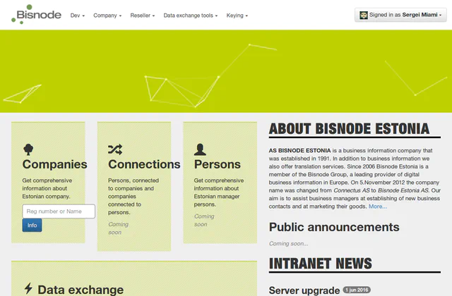 Bisnode Estonia Intranet